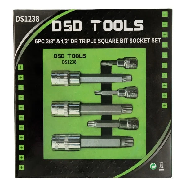 6PC 3/8" &amp; 1/2" DR TRIPLE SQUARE BIT SOCKET SET DS1238