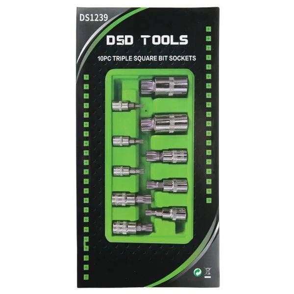 10PC TRIPLE SQUARE BIT SOCKETS DS1239