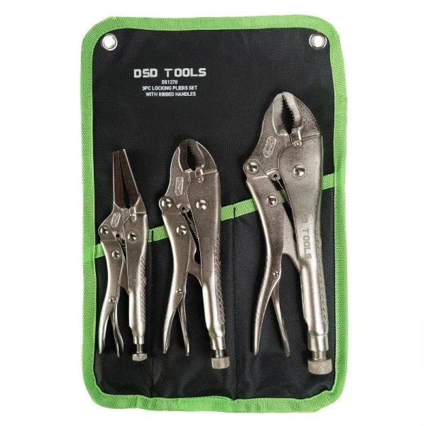 3PC LOCKING PLIERS SET WITH RIBBED HANDLES DS1270