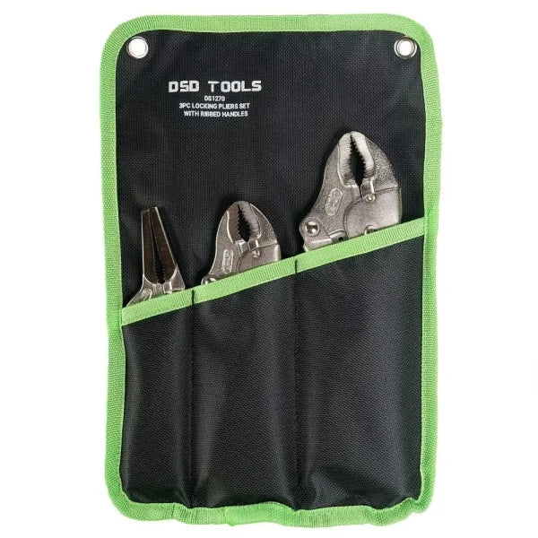 3PC LOCKING PLIERS SET WITH RIBBED HANDLES DS1270