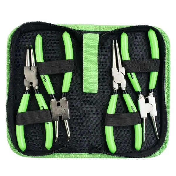 4PC 7" NI-FE FINISH CIRCLIP PLIERS SET IN ZIP CASE DS1276