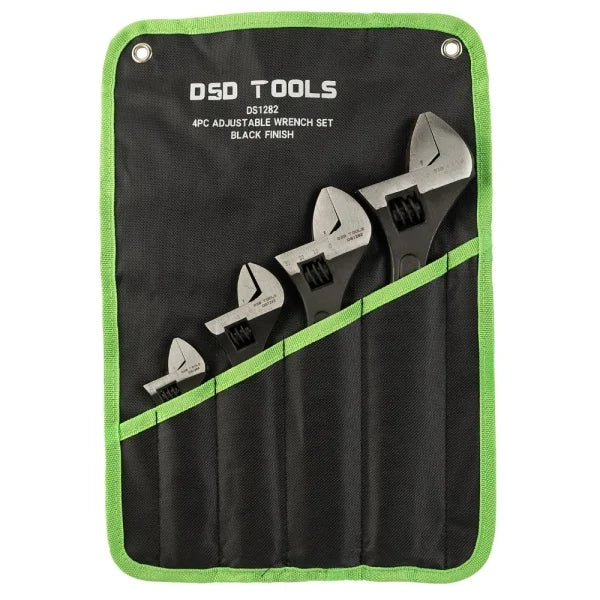4PC ADJUSTABLE WRENCH SET BLACK FINISH DS1282