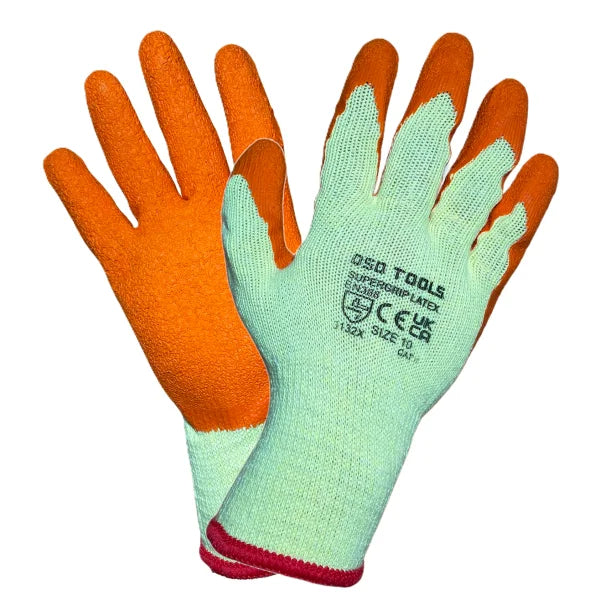 10 GAUGE LATEX COUTED POLYESTER GLOVES SIZE 10 - BOX OF 120 PAIRS DS1286