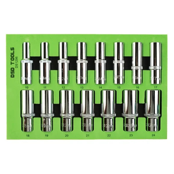 15PC 1/2" DR 12PT DEEP SOCKETS 10-24MM DS1296
