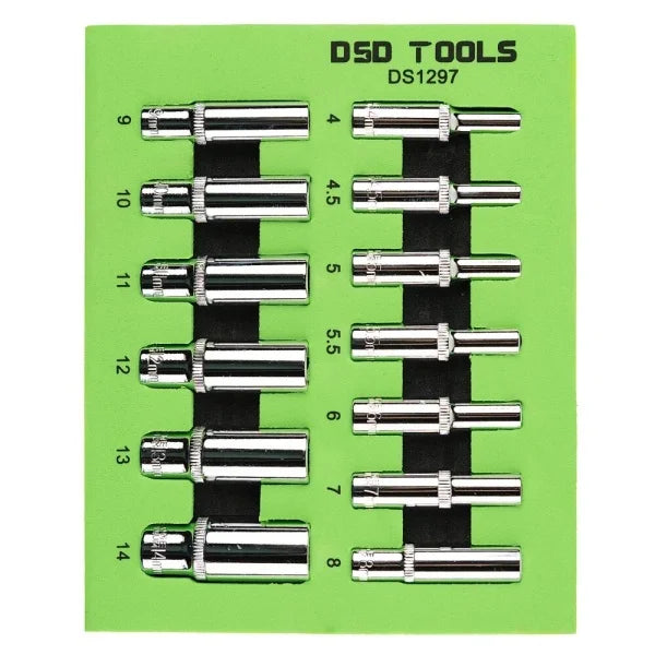 13PC 1/4" DR DEEP SOCKETS 4-14MM DS1297