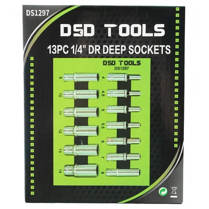 13PC 1/4" DR DEEP SOCKETS 4-14MM DS1297