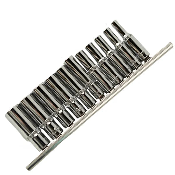 11PC 1/4" DR 6PT DEEP SOCKETS ON RAIL DS1298