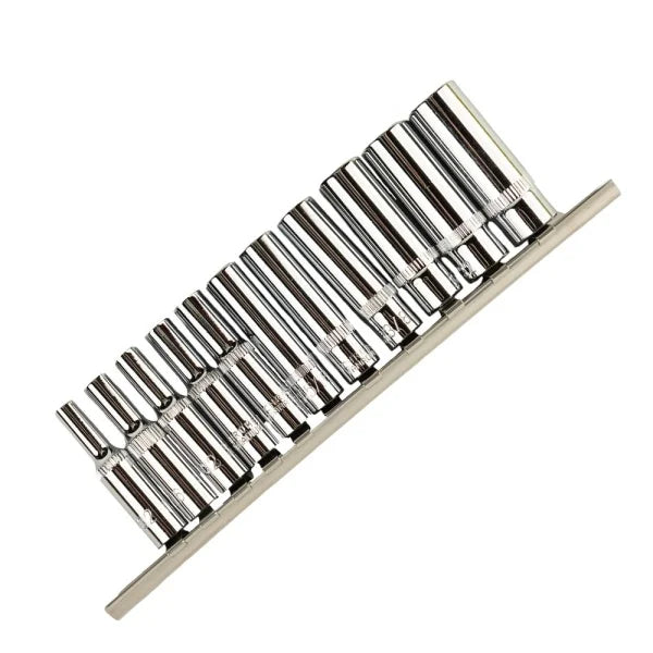 11PC 1/4" DR 6PT DEEP SAE SOCKETS ON RAIL DS1299