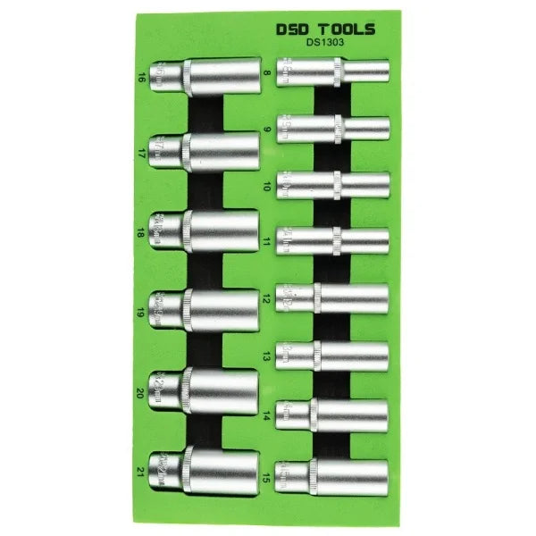 14PC 3/8" DR DEEP SOCKETS 8-21MM SATIN DS1303