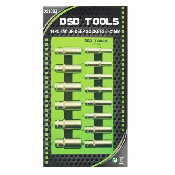 14PC 3/8" DR DEEP SOCKETS 8-21MM SATIN DS1303