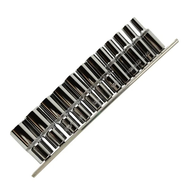 12PC 3/8" DR 6PT DEEP SAE SOCKETS ON RAIL DS1305