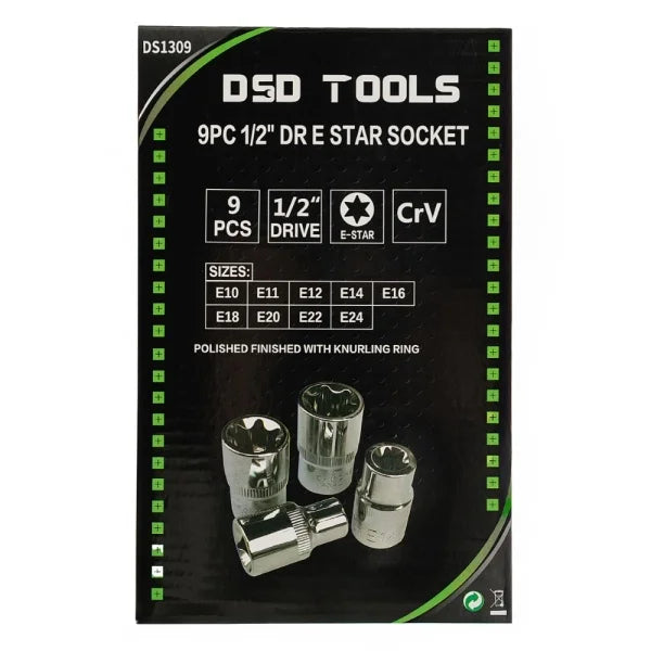 9PC 1/2" DR E TORX SOCKET SET DS1309