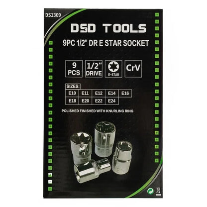 9PC 1/2" DR E TORX SOCKET SET DS1309