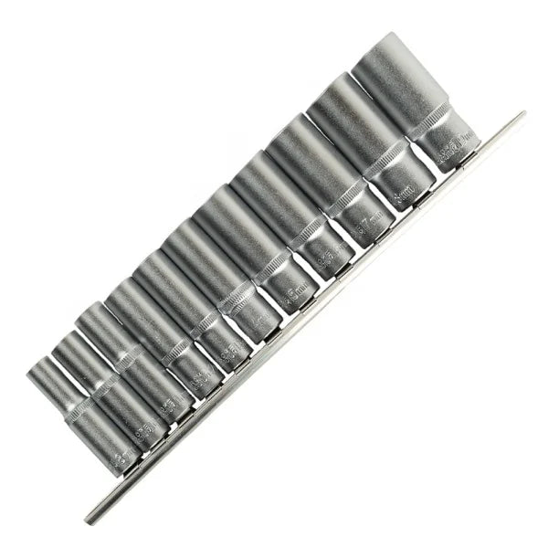 11PC 3/8" DR 6PT DEEP SOCKETS 8 - 19MM ON RAIL DS1311