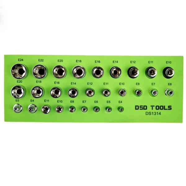 28PC 1/4" &amp;amp; 3/8" &amp;amp; 1/2" DR E STAR SOCKETS DS1314