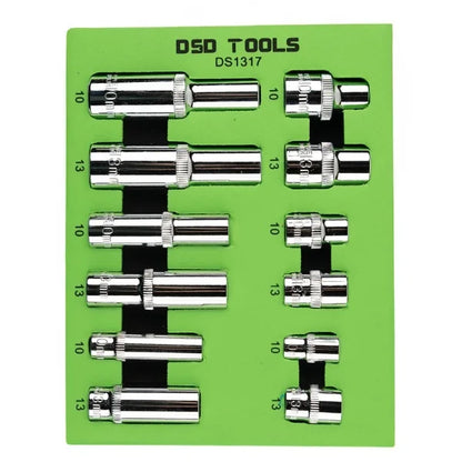 12PC 1/4" 3/8" 1/2&