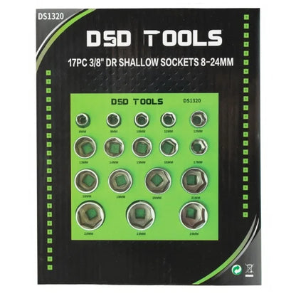 17PC 3/8" DR SHALLOW SOCKETS 8-24MM DS1320