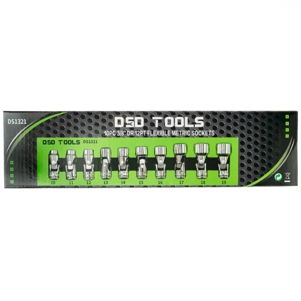 10PC 3/8" DR 12PT FLEXIBLE METRIC SOCKETS DS1321