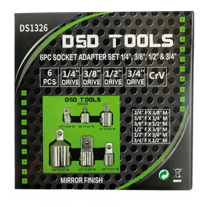 6PC SOCKET ADAPTER SET 1/4", 3/8", 1/2" &amp;amp; 3/4" DS1326
