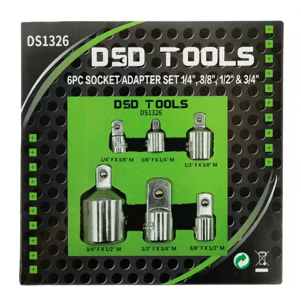 6PC SOCKET ADAPTER SET 1/4", 3/8", 1/2" &amp; 3/4" DS1326