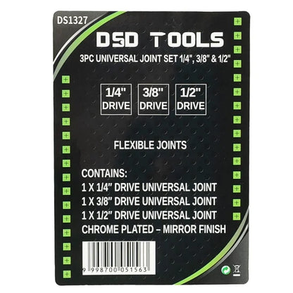 3PC UNIVERSAL JOINT SET 1/4", 3/8" &amp;amp; 1/2" DS1327