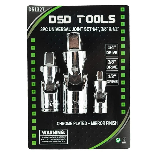 3PC UNIVERSAL JOINT SET 1/4", 3/8" &amp; 1/2" DS1327