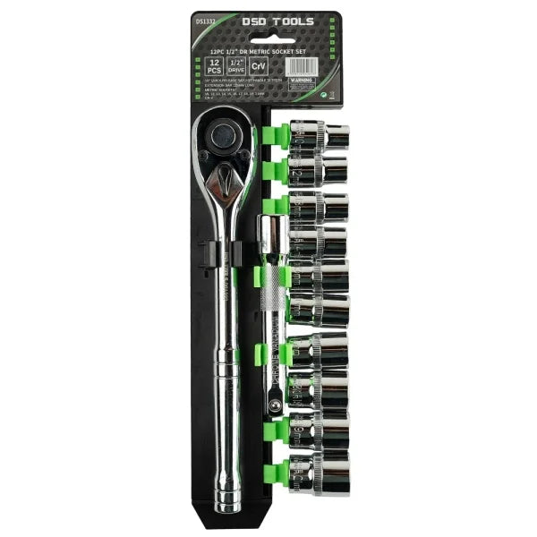 12PC 1/2" DR METRIC SOCKET SET 10 - 21MM DS1332