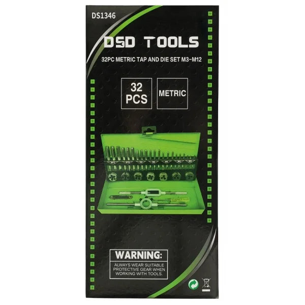 32PC METRIC TAP AND DIE SET M3-M12 DS1346