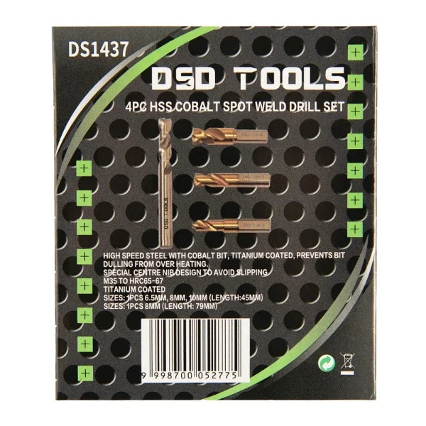 4PC HSS COBALT SPOT WELD DRILL SET DS1437