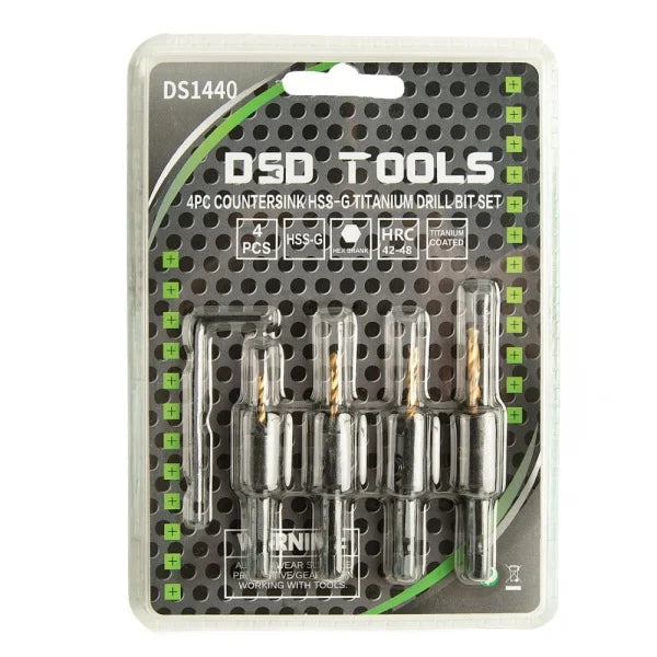 4PC COUNTERSINK HSS-G TITANIUM DRILL BIT SET DS1440