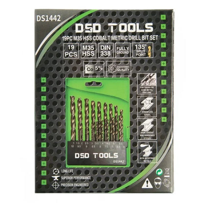 19PC HSS COBALT METRIC DRILL BIT SET 1 - 10MM DS1442