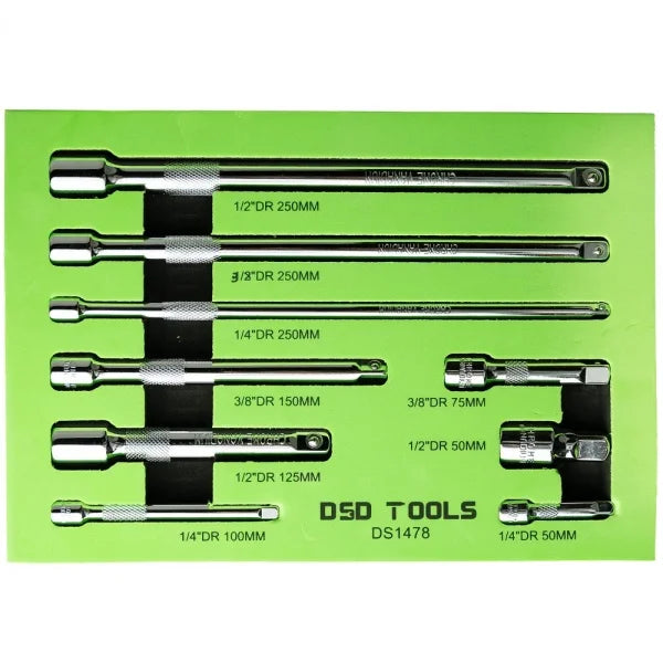 9PC EXTENSION BAR SET - 1/4" 3/8" 1/2" DRIVES DS1478