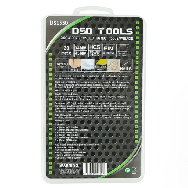 20PC ASSORTED OSCILLATING MULTI TOOL SAW BLADES DS1550