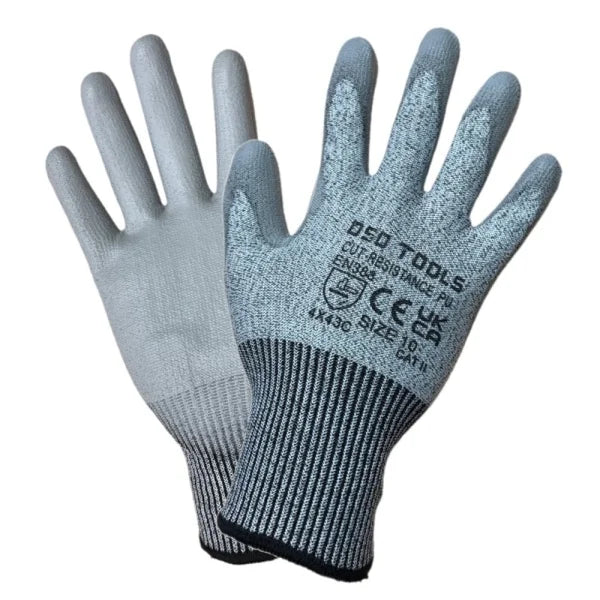 ANTI CUT RESISTANT LEVEL 5 SAFETY WORK GLOVES SIZE 10 - BOX OF 120 PAIRS DS2001