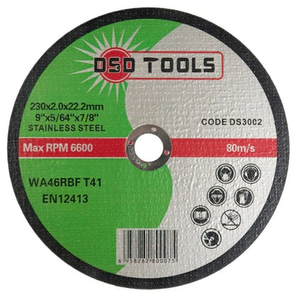 BOX OF 100 CUTTING DISCS FOR METAL -(9") 230MM X 2MM X 22MM DS3002