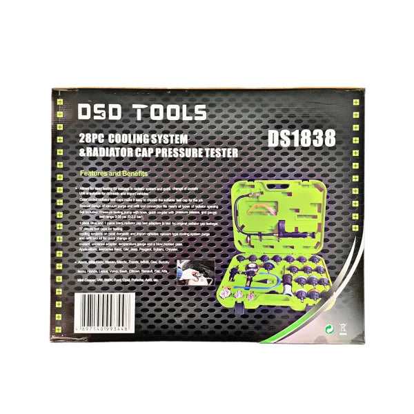 28PC COOLANT SYSTEM PRESSURE TESTER &amp;amp; REFILL KIT DS1838