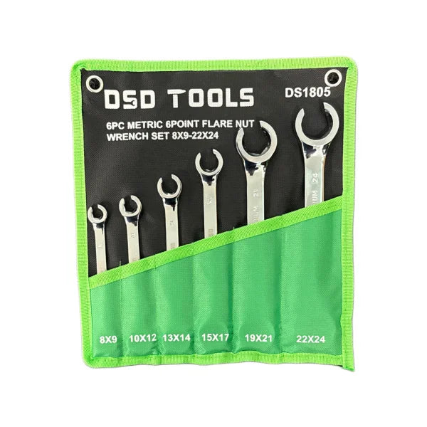 6PC METRIC 6 POINT FLARE NUT WRENCH SET DS1805