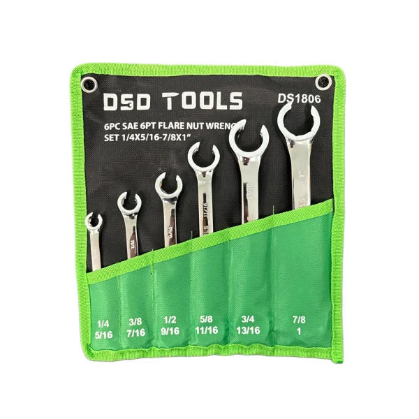 6PC SAE 6PT FLARE NUT WRENCH SET DS1806