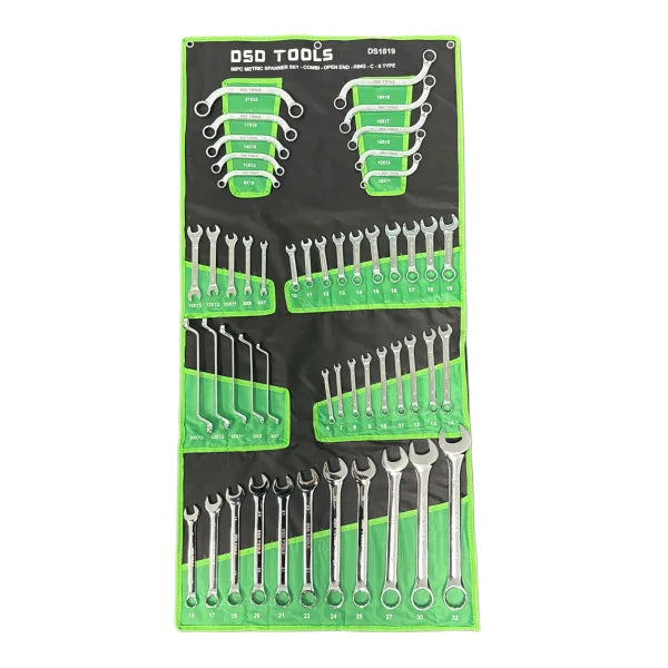 50PC METRIC SPANNER SET - COMBI - OPEN END - RING - C - S TYPE  DS1819