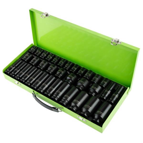 35PC 1/2" DR 6 PT IMPACT SOCKET SET IN METAL CASE DS2008