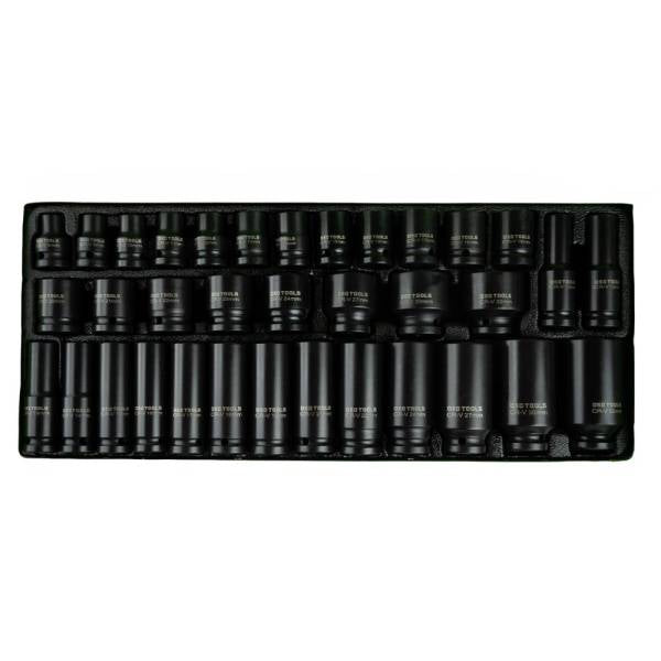 35PC 1/2" DR 6 PT IMPACT SOCKET SET IN METAL CASE DS2008