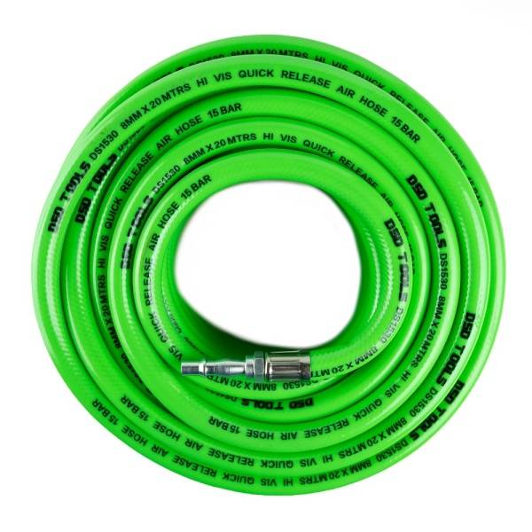 8MM X 20 MTRS HI VIS QUICK RELEASE AIR HOSE 15 BAR DS1530