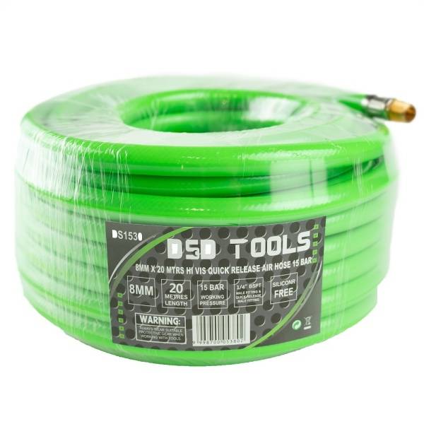 8MM X 20 MTRS HI VIS QUICK RELEASE AIR HOSE 15 BAR DS1530
