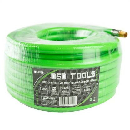 8MM X 20 MTRS HI VIS QUICK RELEASE AIR HOSE 15 BAR DS1530