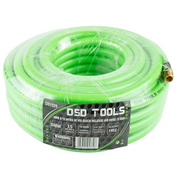 8MM X 15 MTRS HI VIS QUICK RELEASE AIR HOSE 15 BAR DS1529