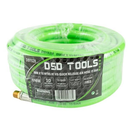 8MM X 10 MTRS HI VIS QUICK RELEASE AIR HOSE 15 BAR DS1528