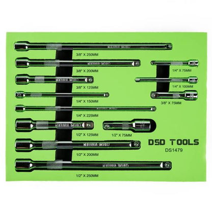 12PC EXTENSION BAR SET - 1/4" 3/8" 1/2" DRIVES DS1479