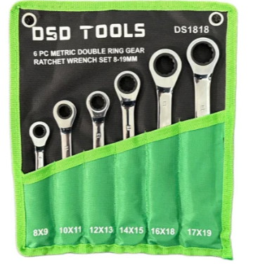 6 PC METRIC DOUBLE RING GEAR RATCHET WRENCH SET DS1818