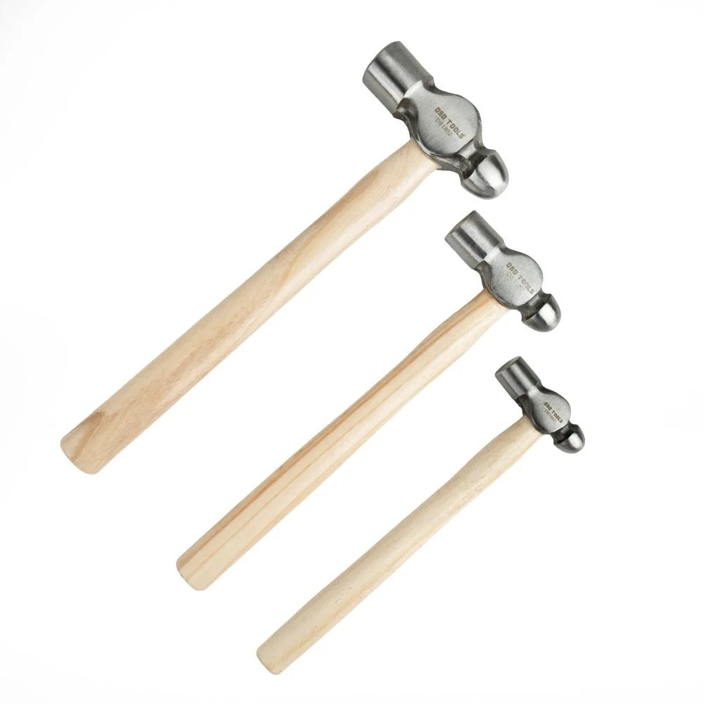 3PC SET BALL PEIN HAMMERS - OAK WOOD HANDLE DS1852