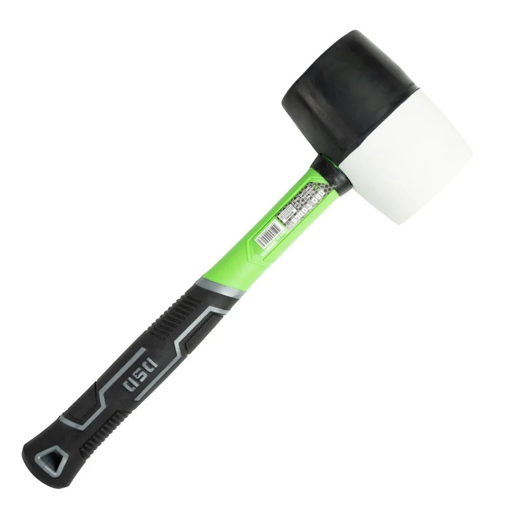 32OZ WHITE / BLACK RUBBER MALLET WITH FIBREGLASS HANDLE DS1858